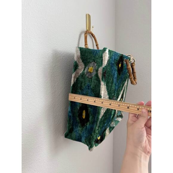 Ayca Design Silk Velvet Bamboo Handle Ikat Large Tots Bag - Picture 3 of 8